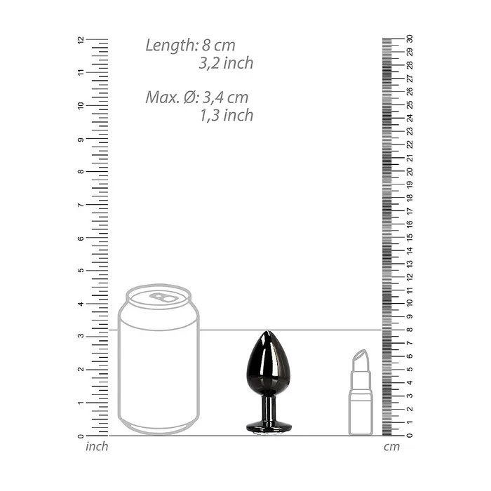Shots America Round Gem Butt Plug Medium GunmetalDiamond Male Sex Toys