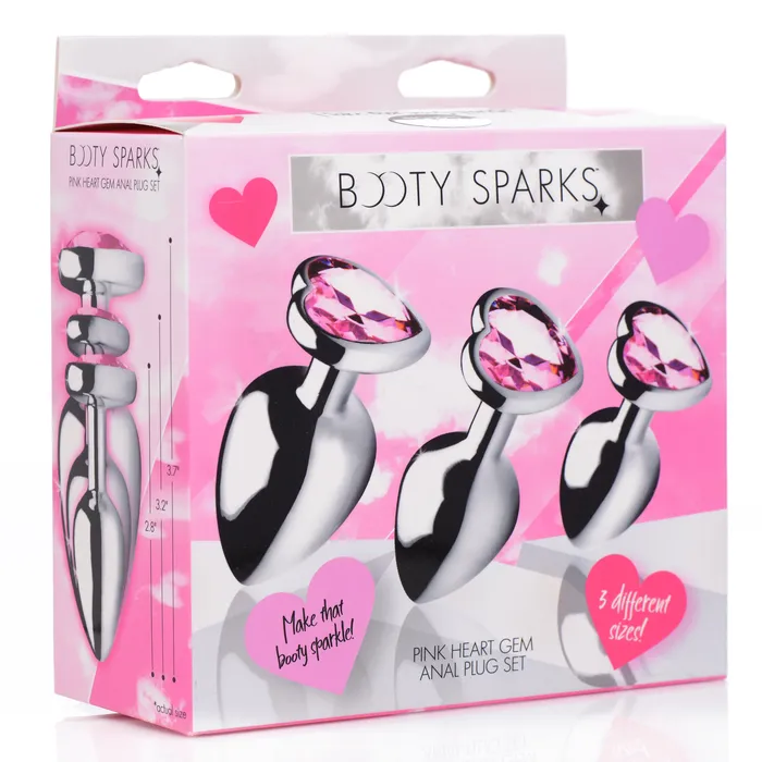 Booty Sparks Anal Pink Heart Gem Anal Plug Set