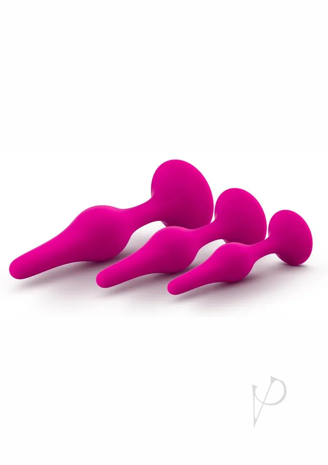 Anal Luxe Luxe Beginner Plug Kit Silicone Butt Plugs 3 Sizes Pink