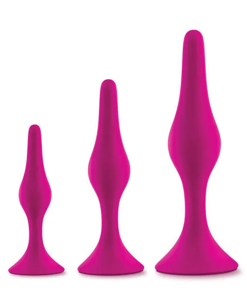 Anal Luxe Luxe Beginner Plug Kit Silicone Butt Plugs 3 Sizes Pink