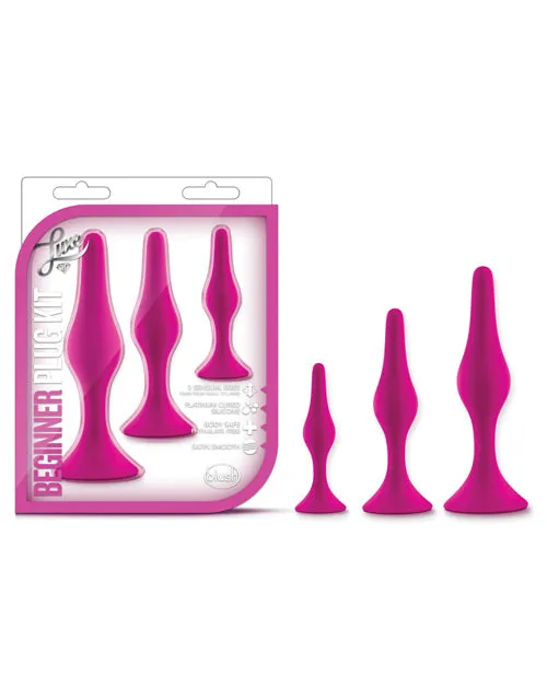 Anal Luxe Luxe Beginner Plug Kit Silicone Butt Plugs 3 Sizes Pink