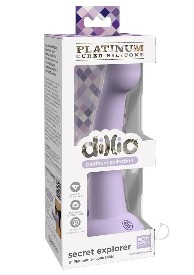 Dildos Dillio Dillio Platinum Secret Explorer Silicone Dildo 6in Lavender