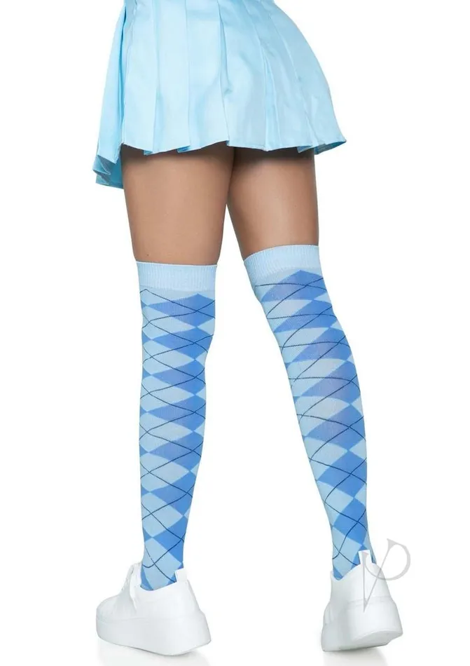 Leg Avenue Vibrators Leg Avenue Argyle Knit Over The Knee Socks OS Blue