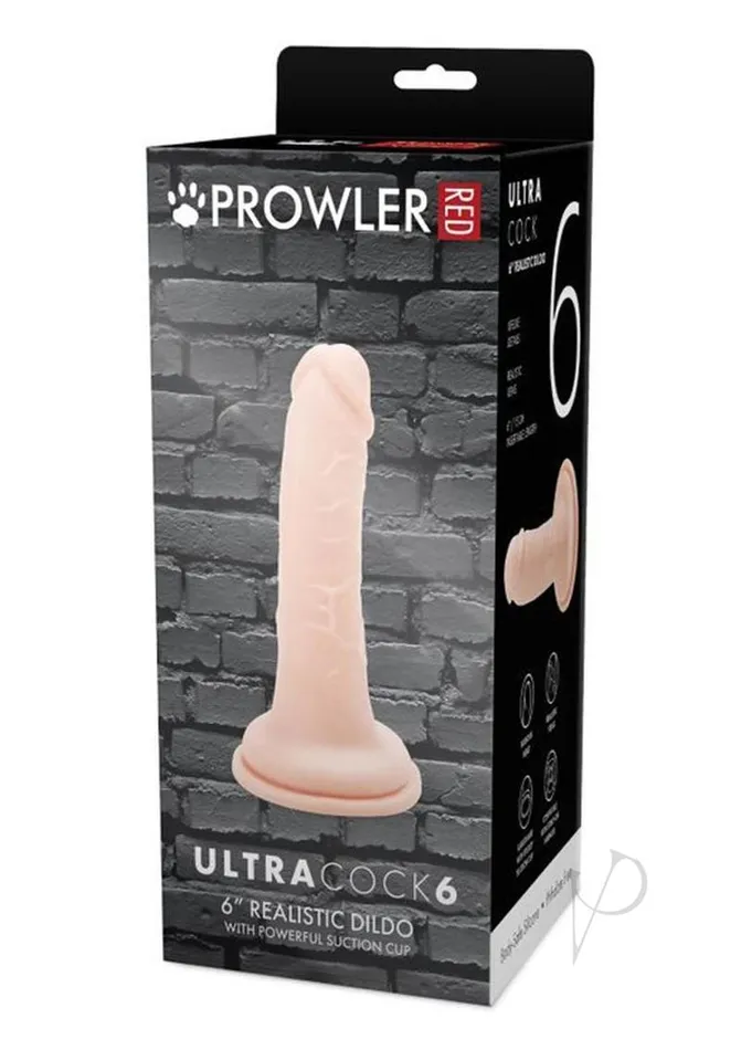 Prowler RED Ultra Cock Realistic Dildo 6in Vanilla Prowler Red Dildos