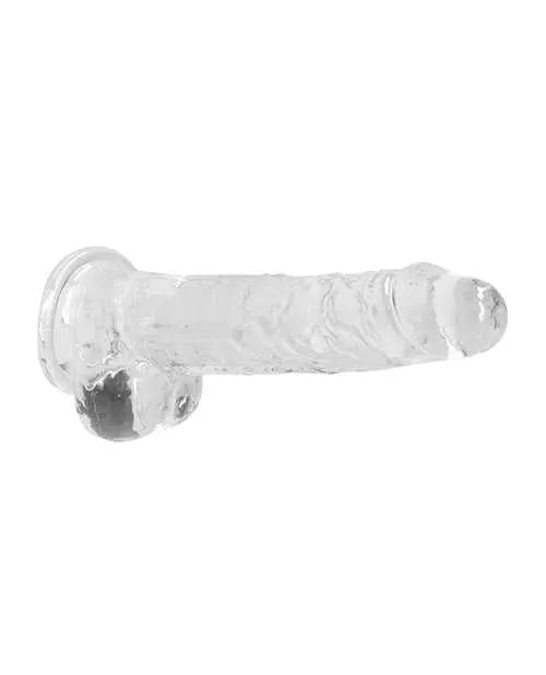 RealRock Crystal Clear Dildo with Balls 8in Clear Real Rock Dildos RealRock Crystal Clear Dildo with Balls 8in Clear Real Rock Dildos
