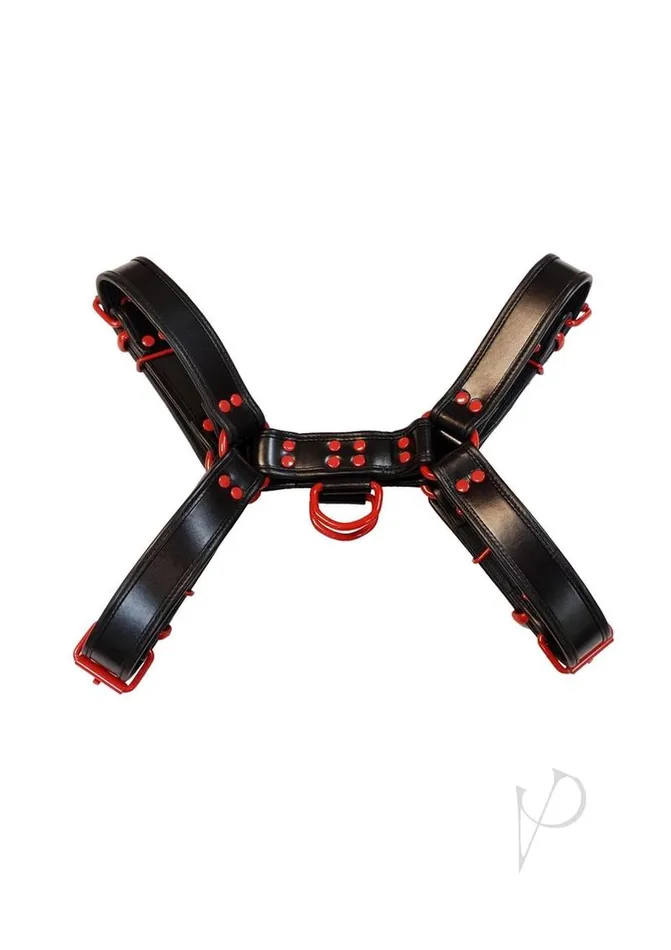 Rouge Leather Over The Head Harness Black with Red Accessories Medium Rouge Restraints