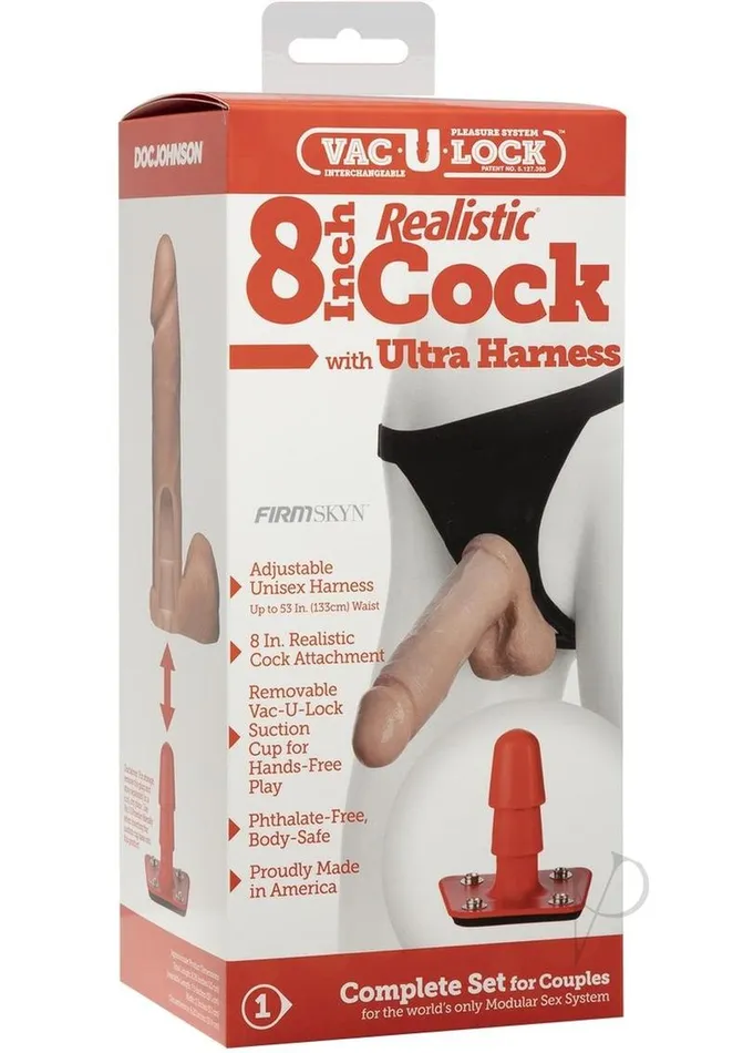 Vac U Lock Female Sex Toys VacULock Realistic Cock with Ultra Harness 8in Vanilla Vac U Lock Female Sex Toys VacULock Realistic Cock with Ultra Harness 8in Vanilla