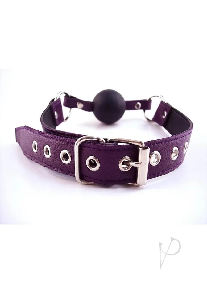 Vibrators Rouge Rouge Leather Adjustable Ball Gag Purple and Black