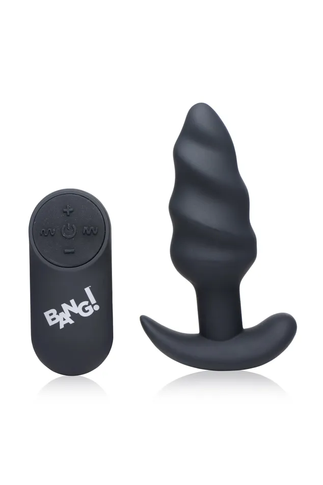 21x Silicone Swirl Plug With Remote Black XR Brands Bang Anal