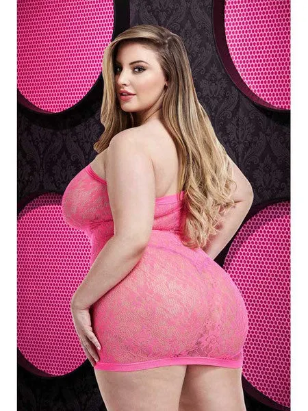 Lace Mini Dress LC54 Pink XL Lapdance Lingerie Vibrators Lace Mini Dress LC54 Pink XL Lapdance Lingerie Vibrators