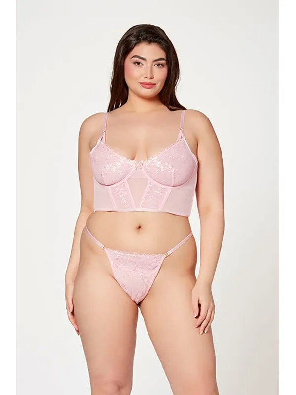 Seven Til Midnight Vibrators 2 Pc Bustier And Thong Panty Set 11552X PINK 1X2X H