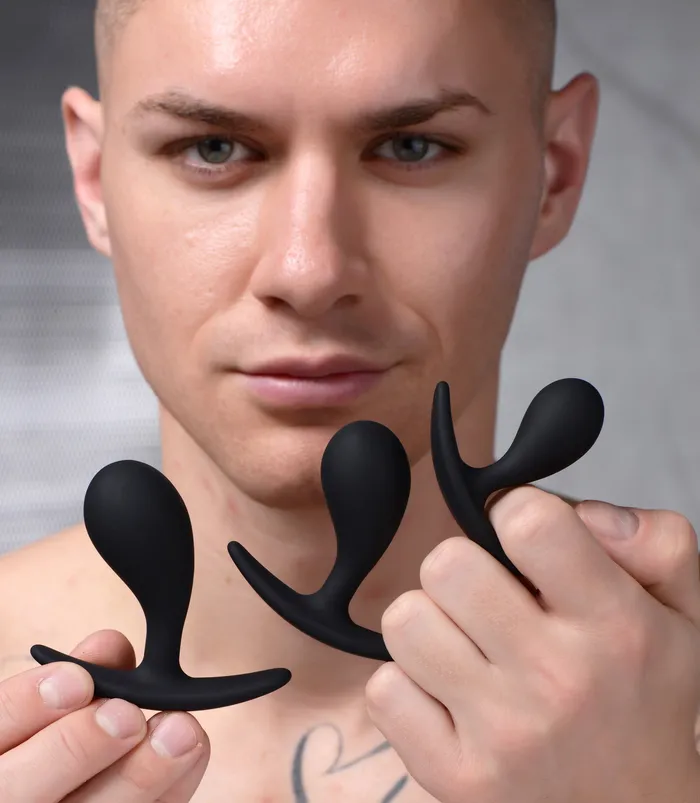Anal Dark Droplets 3 Piece Curved Silicone Anal Trainer Set XR Brands