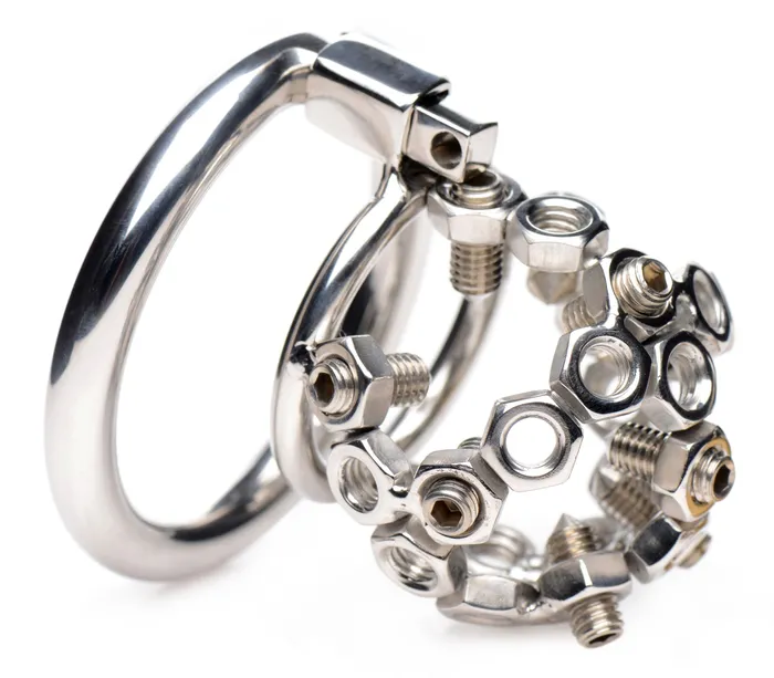Bolted Chastity Cage with Spikes XR Brands Male Sex Toys