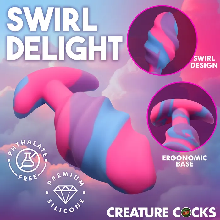 Male Sex Toys Unicorn Swirl Silicone Butt Plug Large XR Brands