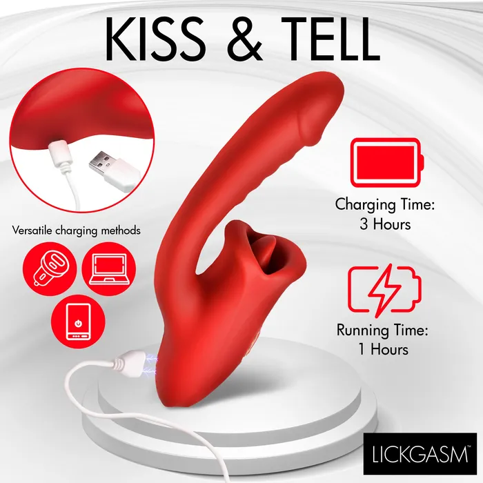 XR Brands Female Sex Toys Deep Kiss Silicone Licking Rabbit Vibrator