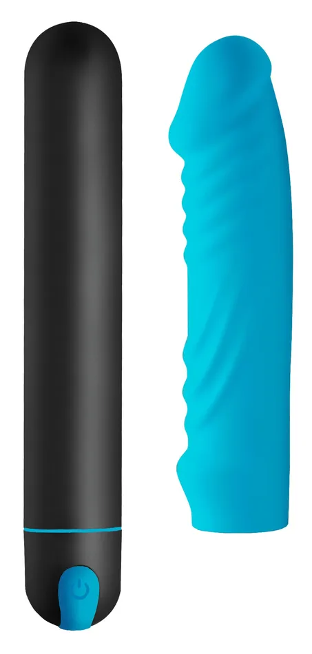 XR Brands Male Sex Toys XL Silicone Bullet and Ribbed Sleeve